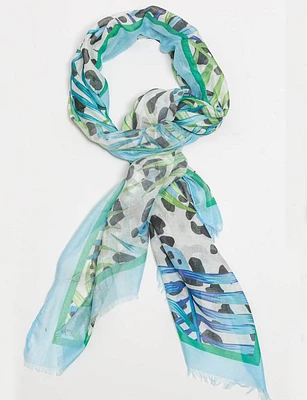 Multicolor Tropical Floral Print Versatile Oblong Scarf Shawl Wrap