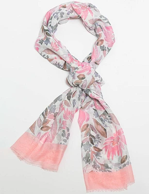 Elegant Multicolor Floral Patterned Versatile Sheer Oblong Scarf Shawl Wrap