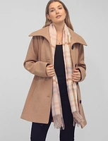 Vegan Big Collar Button Front Solid  Flare Coat by Details