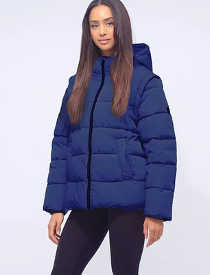 2-in-1 Versatile Hooded Puffer Coat and Vest with Zip Off Sleeves by Etage