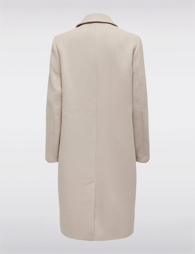 Sleek Classic Double-Breasted Wool Blend Maxi OverCoat by Only