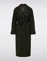 Elegant Maxi Wool Trench Coat with Versatile Removable Belt by Only