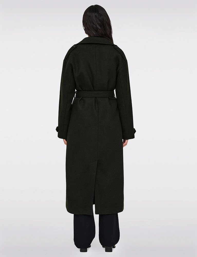 Elegant Maxi Wool Trench Coat with Versatile Removable Belt by Only