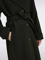 Elegant Maxi Wool Trench Coat with Versatile Removable Belt by Only