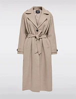 Elegant Maxi Wool Trench Coat with Versatile Removable Belt by Only