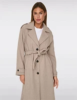 Elegant Maxi Wool Trench Coat with Versatile Removable Belt by Only