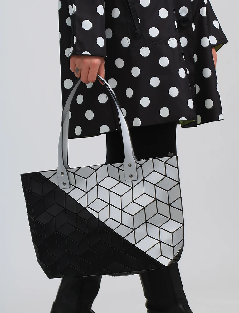 Elegant & Modern Italian Two-Tone Geometric Pattern Tote Bag by Emilio Pepe