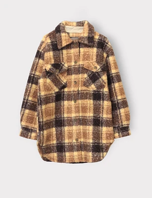 Classic Vegan Plaid Boucle Shacket By Andiamo!