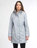 Straight Cut Water Resistant Coat With Removable Plaid-Lined Hood by Portrait