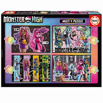 Multi 4 Puzzles Monster High 50, 80, 100 e 150 Peças