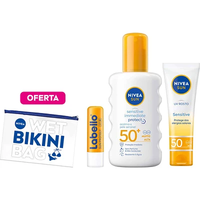 Conjunto Proteção Solar Rotina Pele Sensível + Oferta Bikini Bag