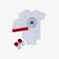 3 Pc Set Hat/bodysuit/bootie  Blanc/rouge