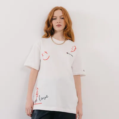 Tee Shirt Made With Love Beige/rouge