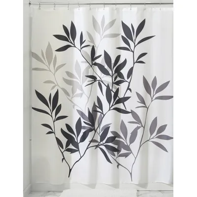Leaves in Black/Grey Shower Curtain