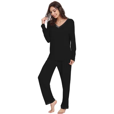 Black Bamboo Long Sleeve PJ's