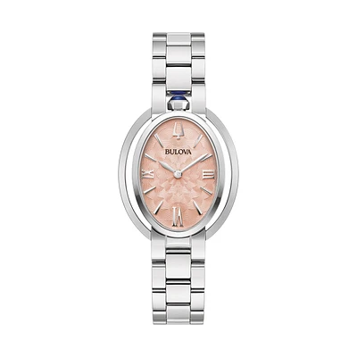 Bulova Rubaiyat with 28MM Pink Dial and Stainless Steel Bracelet. 96L331