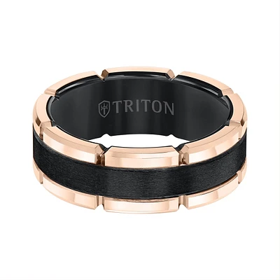 Triton 8MM Two-Tone Tungsten Wedding Band. Size 10