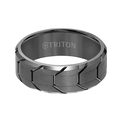 Triton 8MM Tire Tread Tungsten Wedding Band