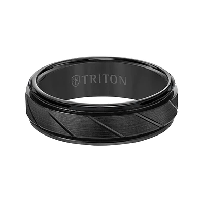 Triton 7MM Black Tungsten Wedding Band. Size 10