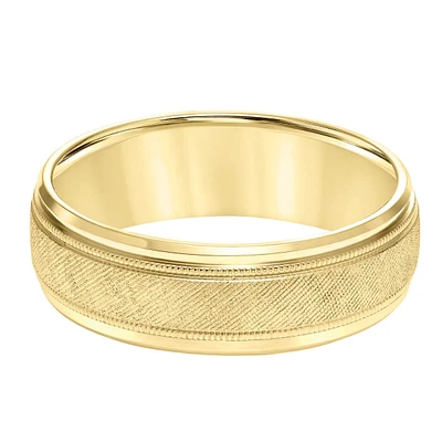 7MM Milgrain Wedding Ring in 10KT Gold. Size 10