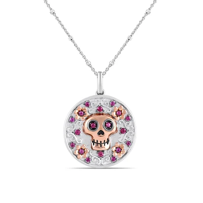 Disney Jewels Rhodolite Garnet Coco Pendant in Sterling Silver