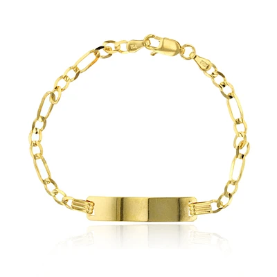 14KT Yellow Gold 6-inch Figaro ID Bracelet