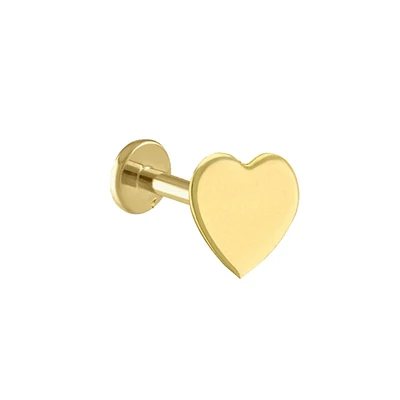 14KT Yellow Gold Single Heart Earring