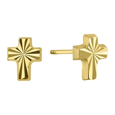 14KT Yellow Gold Cross Earrings