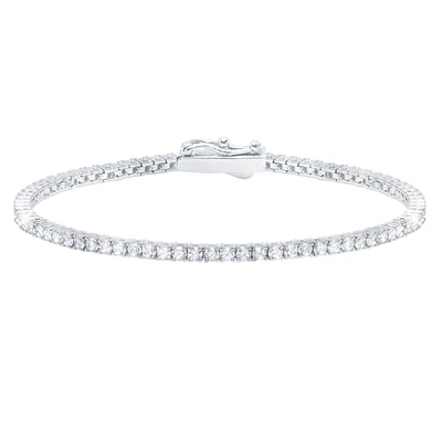 Crislu Platinum Plated Sterling Silver Tennis Bracelet