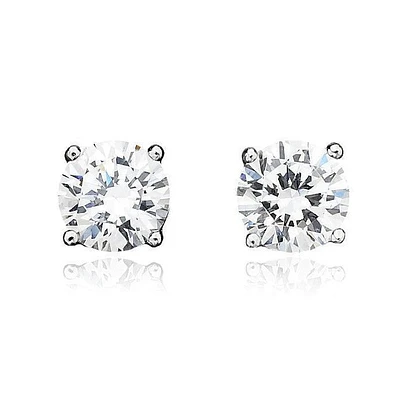 Crislu Platinum Plated Sterling Silver and Cubic Zirconia Stud Earrings