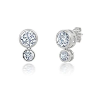 Crislu Platinum Plated Drop Stud Earrings