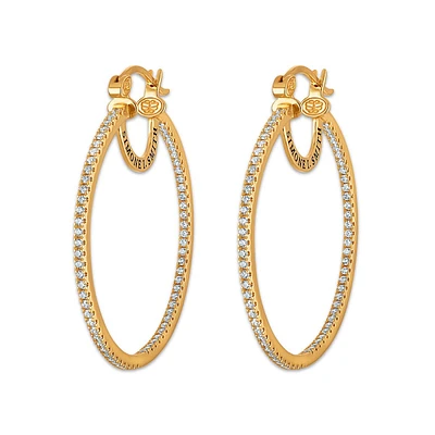 Simone I Smith Collection 50MM Crystal Hoop Earrings in 18K Gold Plated Sterling Silver