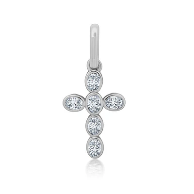 Crislu Platinum Plated Sterling Silver and Cubic Zirconia Cross Charm