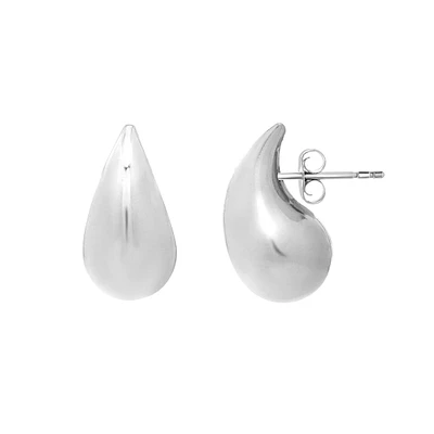 Sterling Silver Puffed Teardrop Earrings