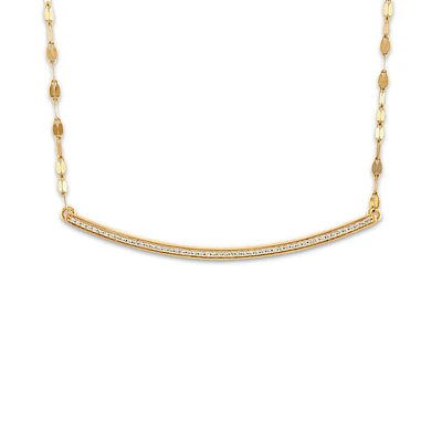 1/7 CTW Diamond Curved Bar Necklace in 10KT Yellow Gold