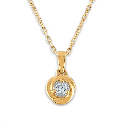 1/10 CTW Diamond Solitaire Love Knot 18-inch Pendant in 10KT Yellow Gold