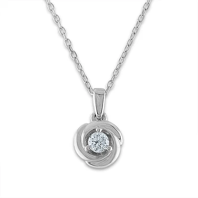 1/4 CTW Diamond Solitaire Love Knot 18-inch Pendant in 10KT White Gold