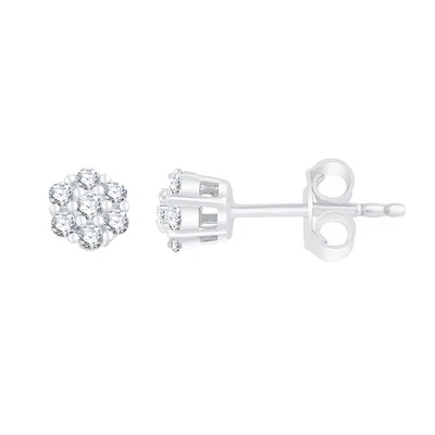 EcoLove 1/4 CTW Lab Grown Diamond Cluster Stud Earrings in Sterling Silver