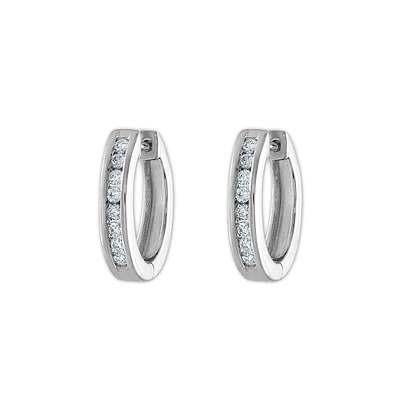 EcoLove 1/4 CTW Lab Grown Diamond Hoop Earrings in Rhodium Plated Sterling Silver