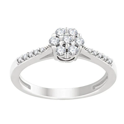 1/4 CTW Lab Grown Diamond Cluster Ring in Sterling Silver