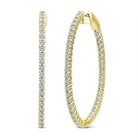 EcoLove 2 CTW Diamond In & Out Hoop Oval Shape Earrings in 14KT Yellow Gold