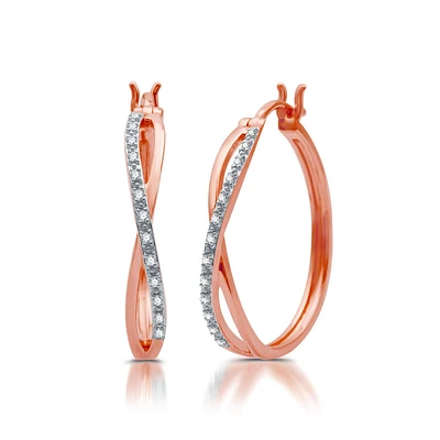 1/10 CTW Diamond Infinity Hoop Earrings in Rose Gold Plated Sterling Silver