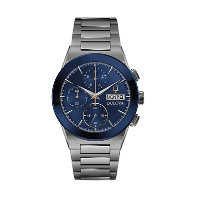 Bulova Modern Millenia Watch with 41MM Chronograph Dial and Stainless Steel Bracelet. 98C143