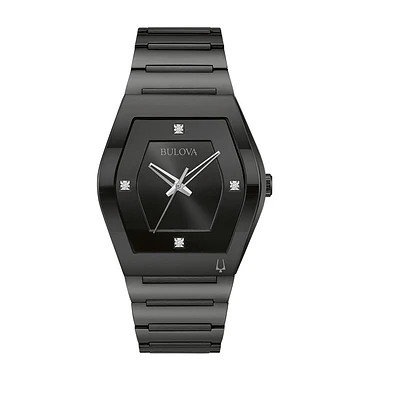 Bulova Modern Gemini Watch with 40MM Diamond Dial and Black Stainless Steel Bracelet. 98D177