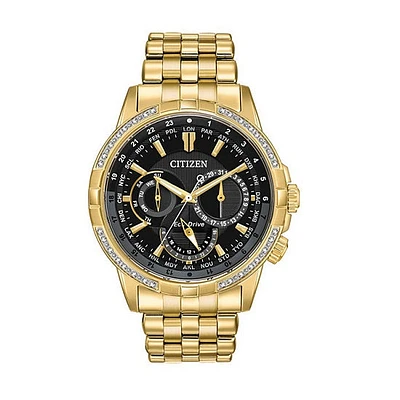 Citizen Watch with 44MM Black Round Dial and Stainless Steel Bracelet. BU2082-56E