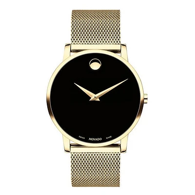 Movado Museum Classic with 41MM Black Dial and Mesh Bracelet. 0607396