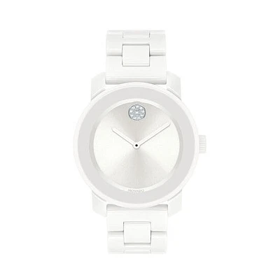 Movado Bold 36MM White Ceramic Watch. 3600534