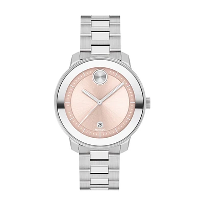 Movado BOLD Verso 38MM Blush Dial and Stainless Steel Watch. 3600748