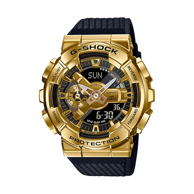 G-Shock Goldtone Stainless Steel Case Black Resin Band. GM110G-1A9