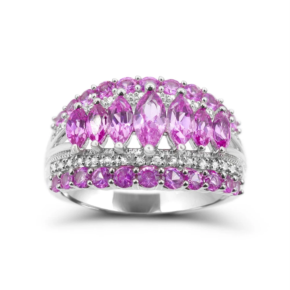 Sterling Silver Created Pink and White Sapphire Ring Sterling Silver Created Pink and White Sapphire Ring